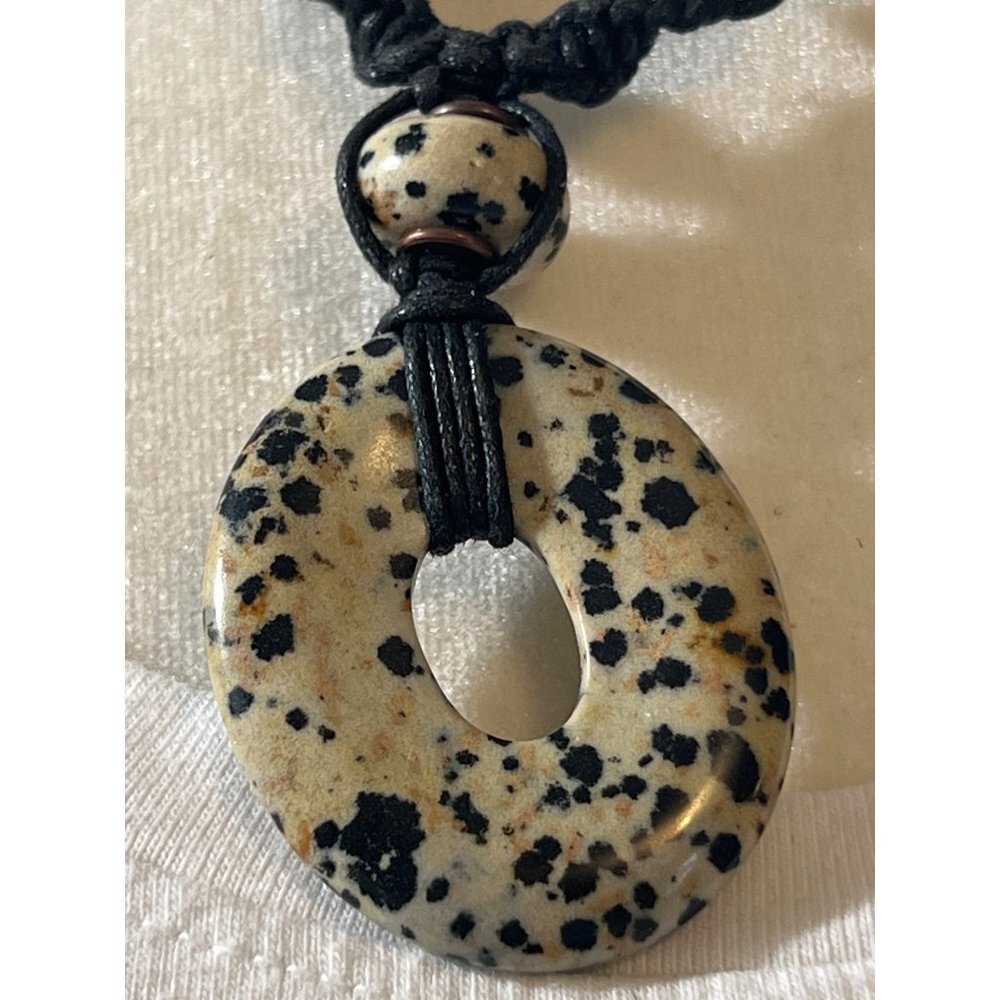 Dalmatian Jasper Pendant Necklace -- 18"